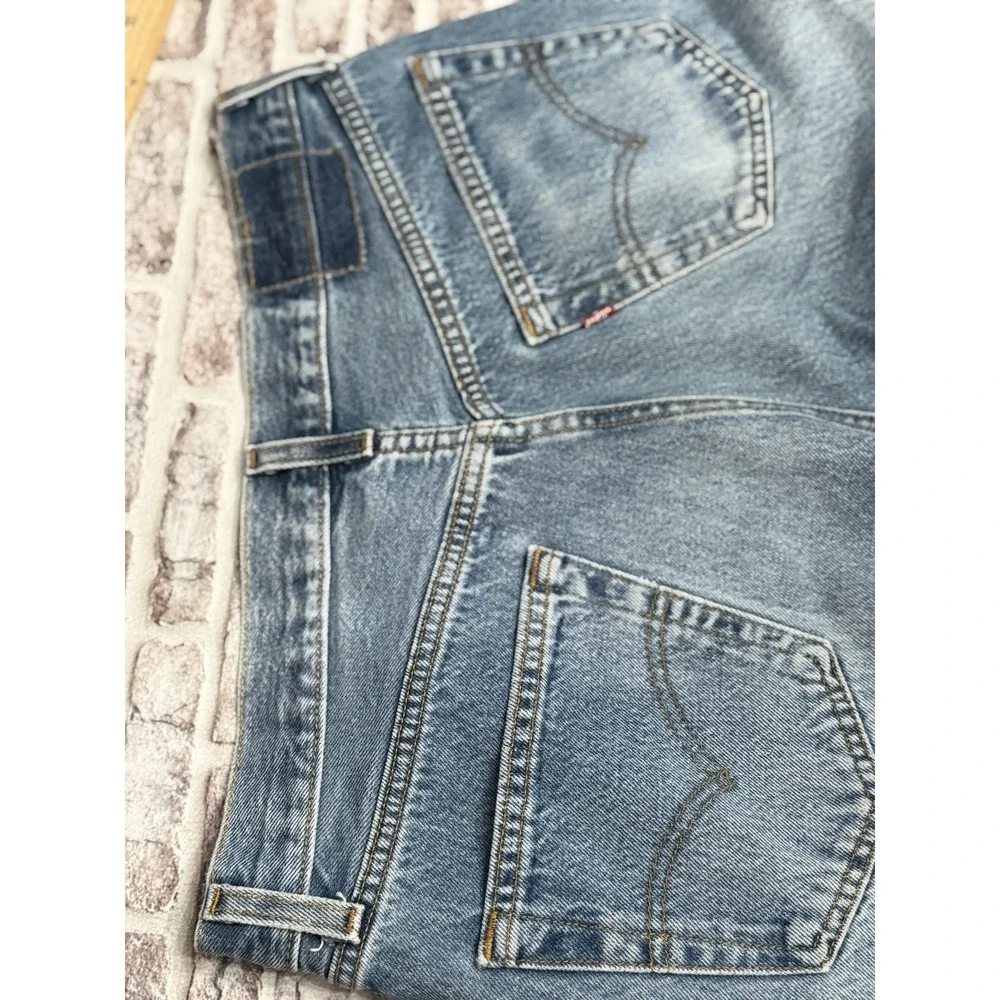VTG Levis 501 Mens 33x30 Light Wash Jeans  Made USA Ripped Repair Distressed 90s